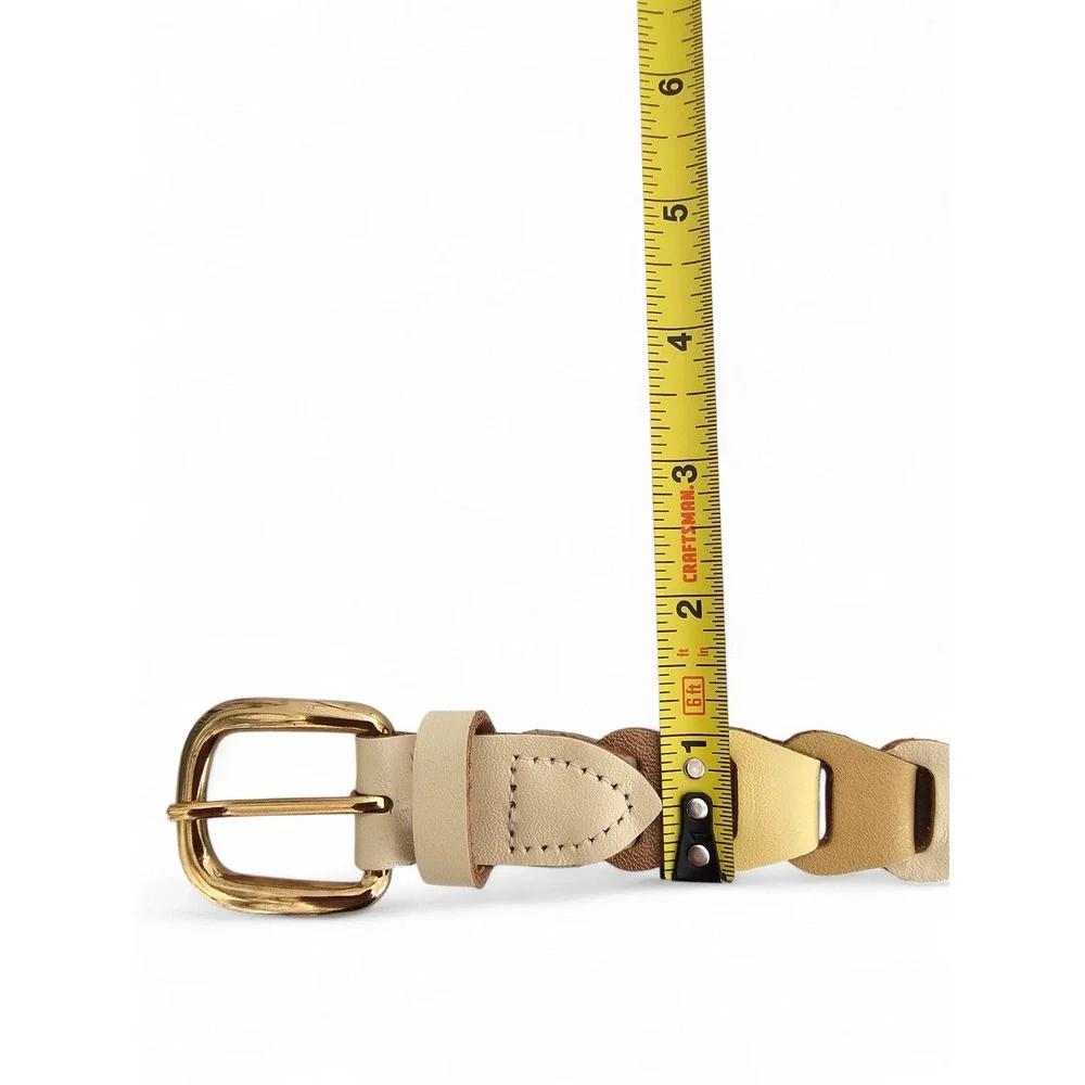 Interlocking‎ Link Belt Women's M/L Tan Neutral Multi-Tone Leather Boho